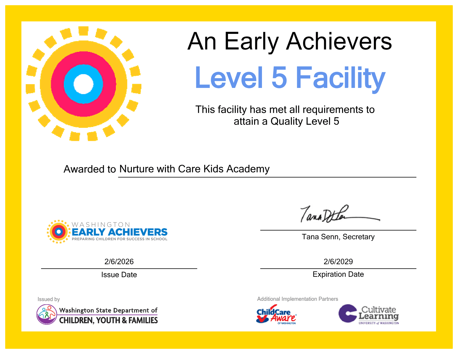 Early Achievers Level 5 Certificate